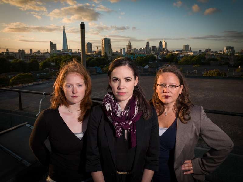 Left to right: Alison Auld, Ellie Cosgrave, Michelle Oyen Location: The Biscuit Factory Studios, London Photographer: Ben Gilbert Image © Ben Gilbert/ScienceGrrl Please do not use this image on other sites without the permission of ScienceGrrl (sciencegrrlUK@gmail.com)